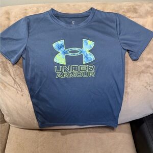 Under Armour Boys' 7 Navy Blue  Logo Short-Sleeve Tee